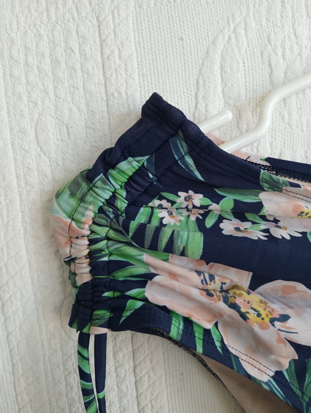 Kona Sol Lilac Tie-Front Bikini Ruched High Waist Underwire Tropical Flowers MED - Picture 8 of 15
